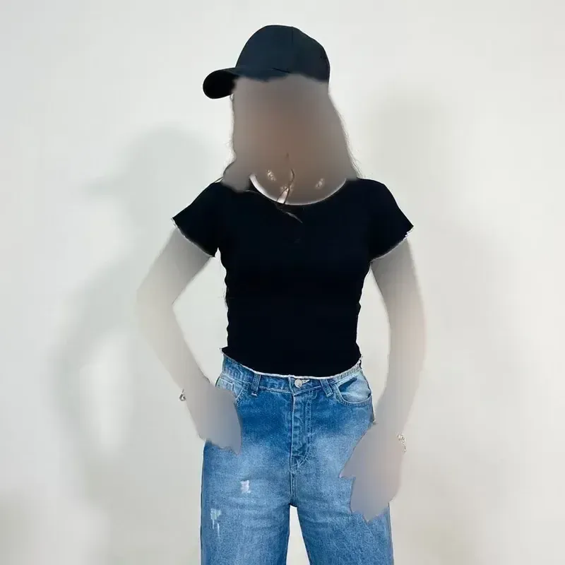 کراپ تیشرت کبریتی دورنگ جنس پنبه کبریتی ریز - تصویر 6