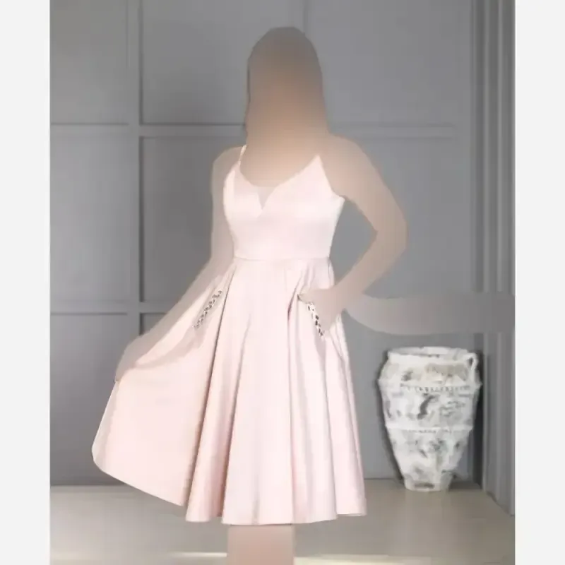 پیراهن مدل درسا ساتن آمریکایی جیب دار جواهر دوزی شده سایز 36 تا 44 رنگ سبز صورتی ابی - تصویر 5