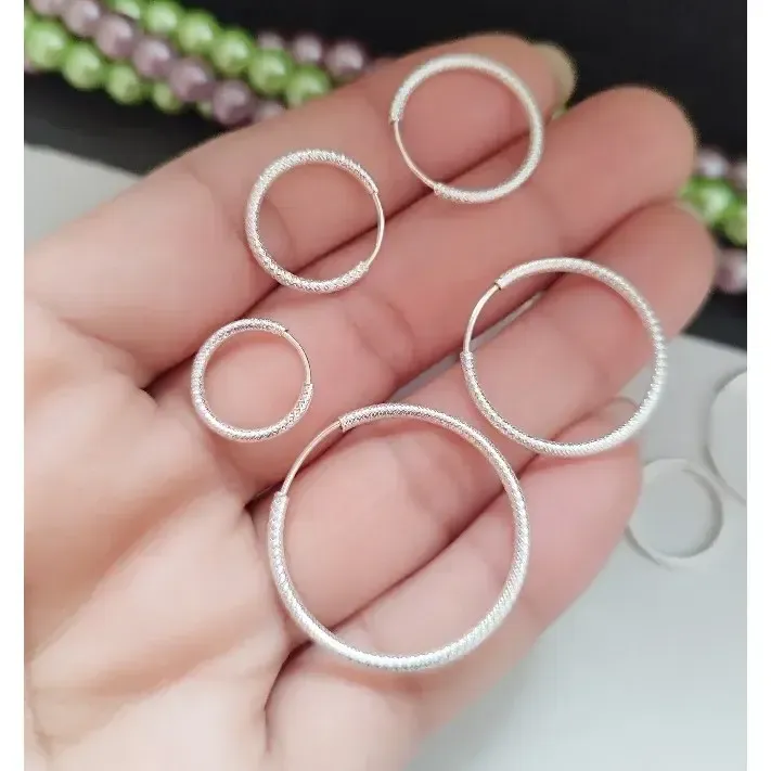 گوشواره نقره زنانه حلقه ای عیار 925 تراش دار - تصویر 5