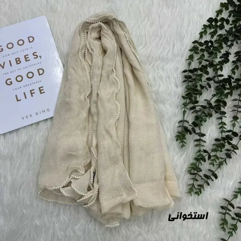 شال ساده نخی وارداتی دورنوار قواره 200 در 69 سانتیمتر - تصویر 9
