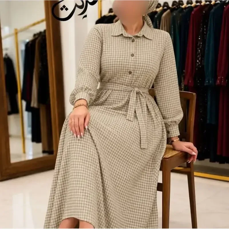 پیراهن پاییزه مخمل شانل فری سایز زنانه - تصویر 8