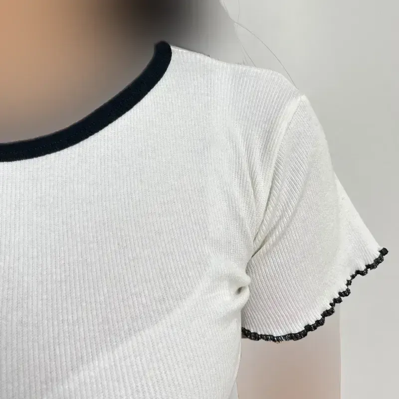 کراپ تیشرت کبریتی دورنگ جنس پنبه کبریتی ریز - تصویر 3