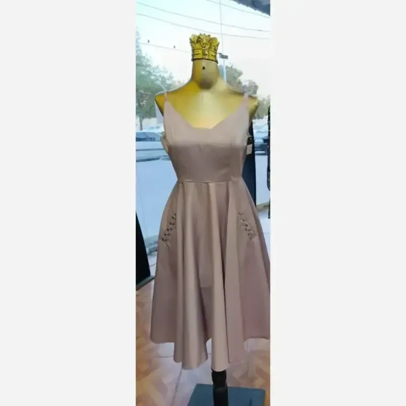 پیراهن مدل درسا ساتن آمریکایی جیب دار جواهر دوزی شده سایز 36 تا 44 رنگ سبز صورتی ابی - تصویر 3